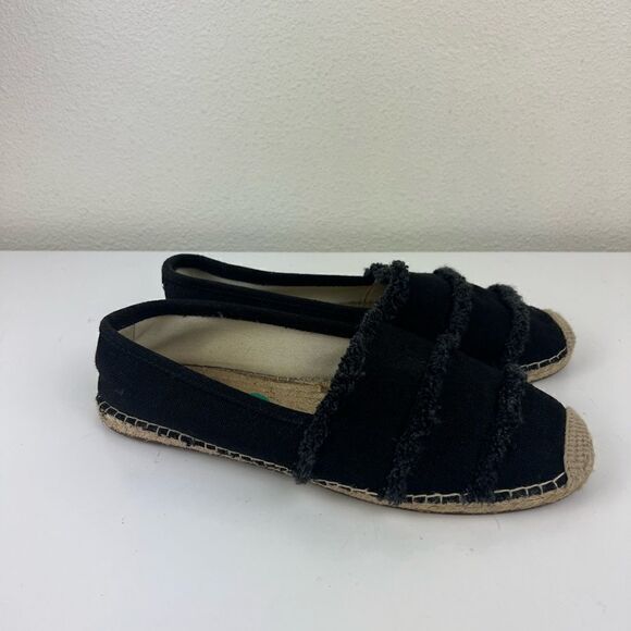 Michael Kors Kendrick Leather / Canvas Espadrilles Ruffle Black size 8 - Picture 5 of 5